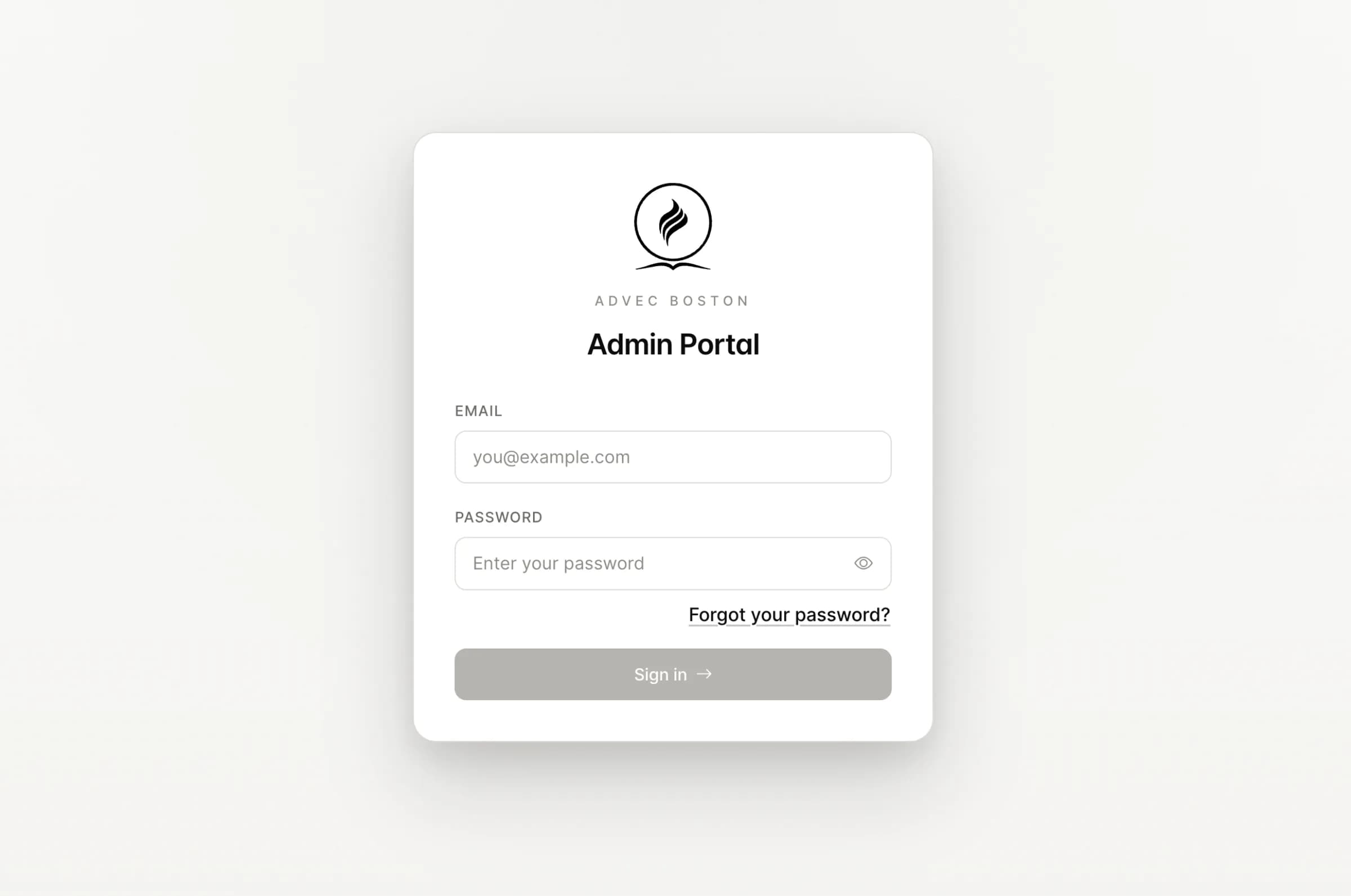 Sign-in screen with custom visual identity